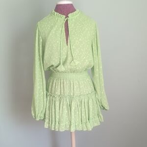 NWT Misa Los Angeles Light Green Long Sleeve Mini Dress‎ S